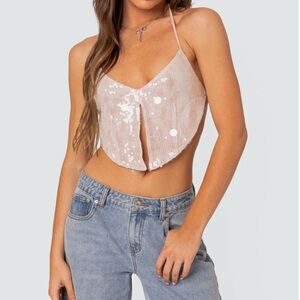Edikted Pink Sequin Crop Top